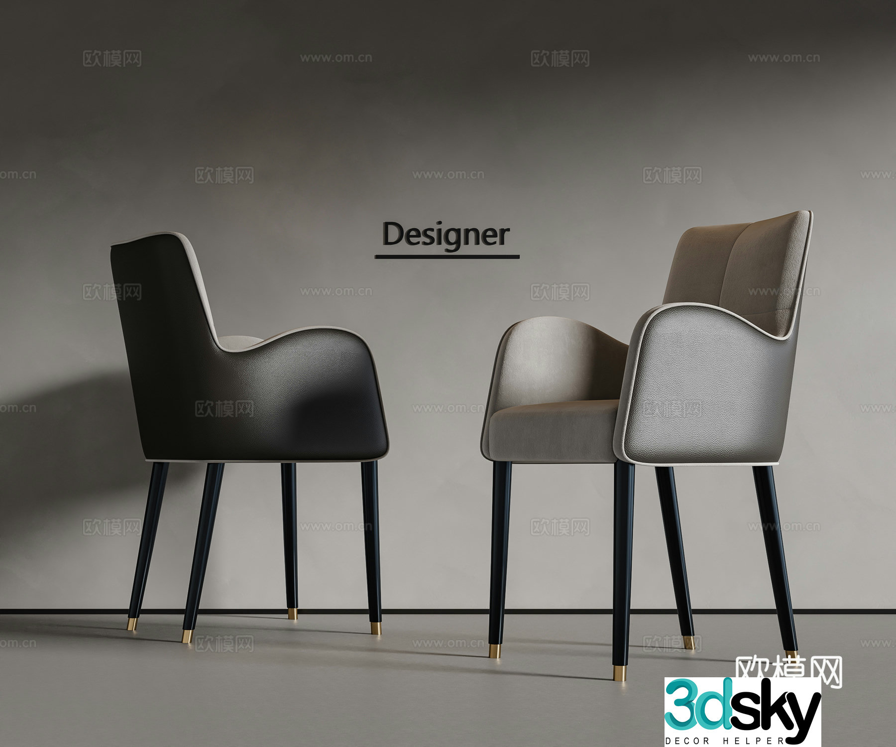 Modern single chair dining chair 3d model