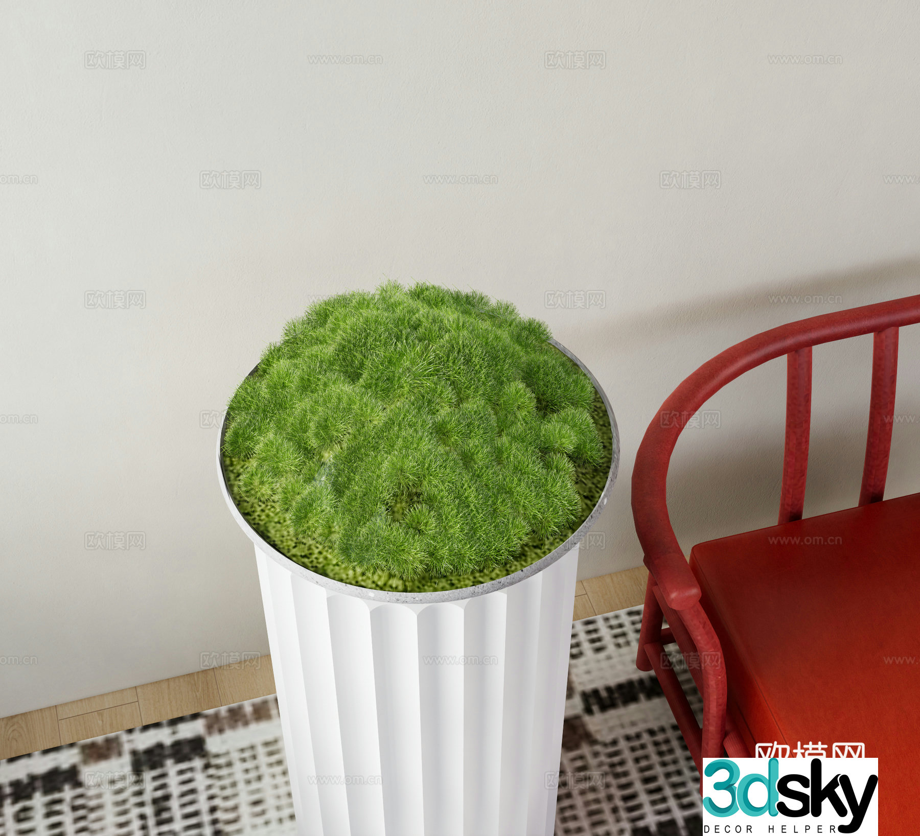 Modern moss potted plants green plant ornaments green plant bonsai 3D model
