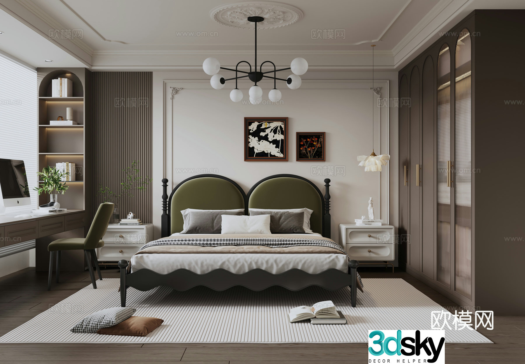 French retro bedroom master bedroom 3d model