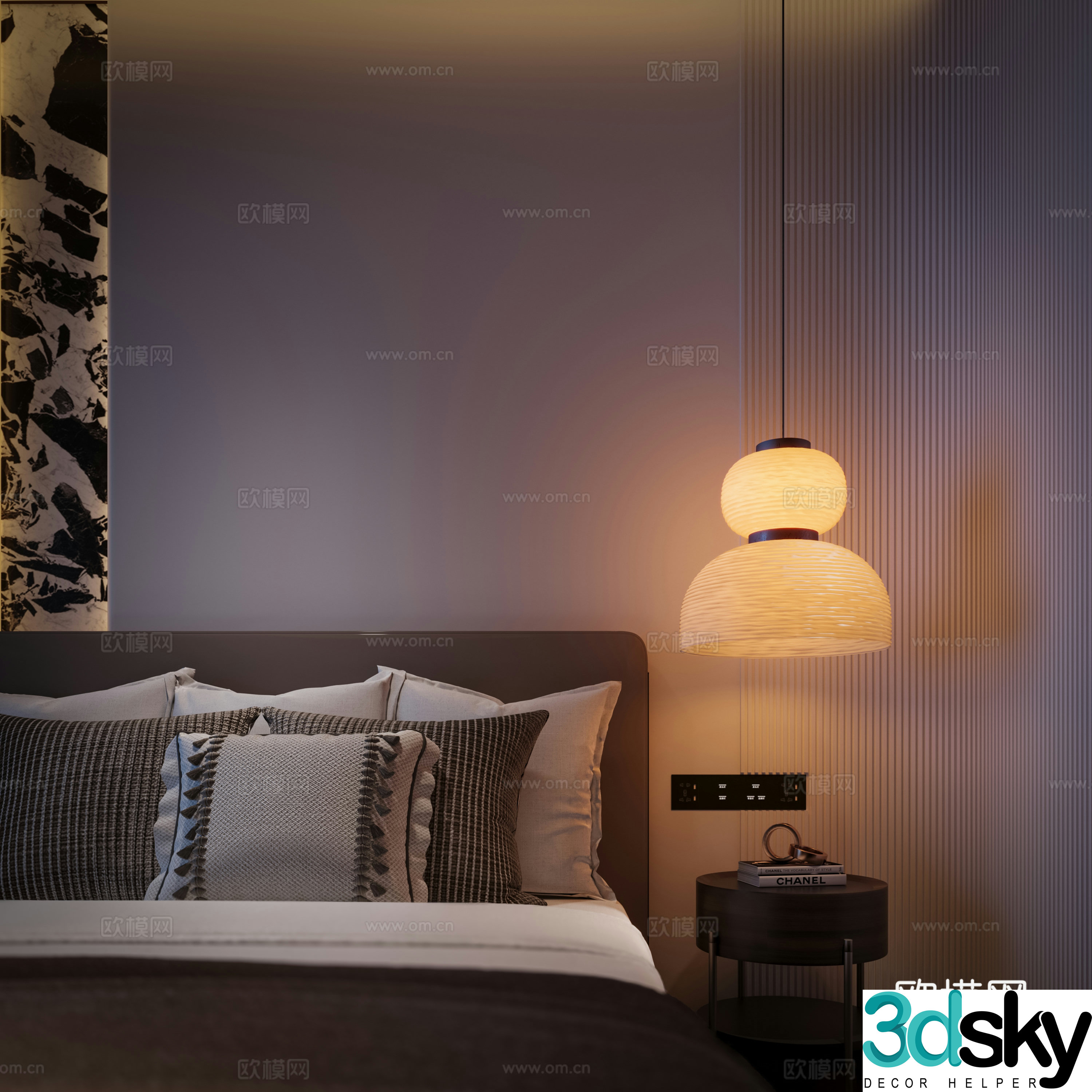 Modern bedside chandelier 3d model