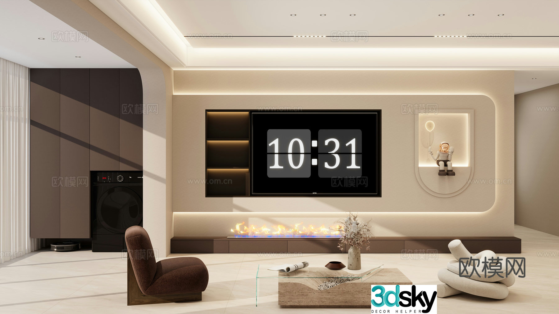 Italian TV background wall 3D model