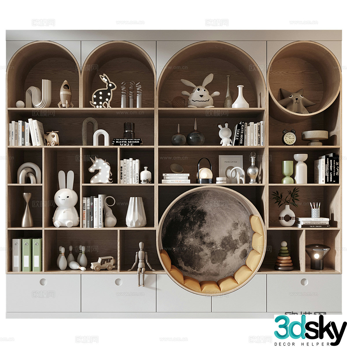 Modern children’s bookcase 3d model