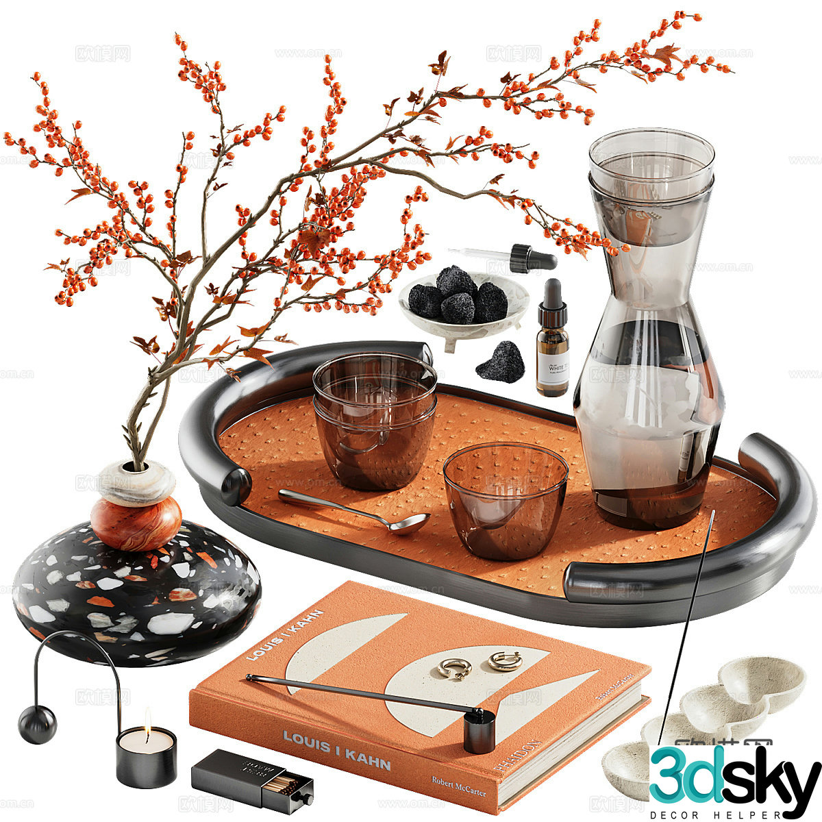 New Chinese style ornaments vase tray 3D model