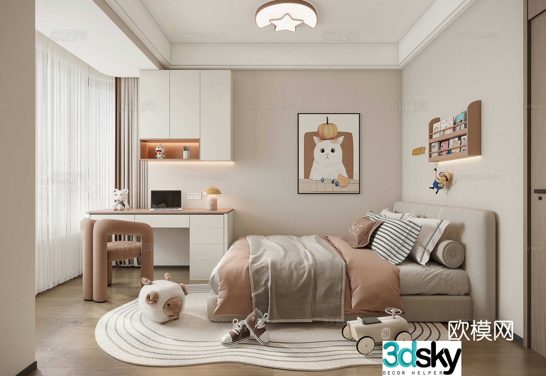 Modern minimalist girl’s room children’s room 3d model