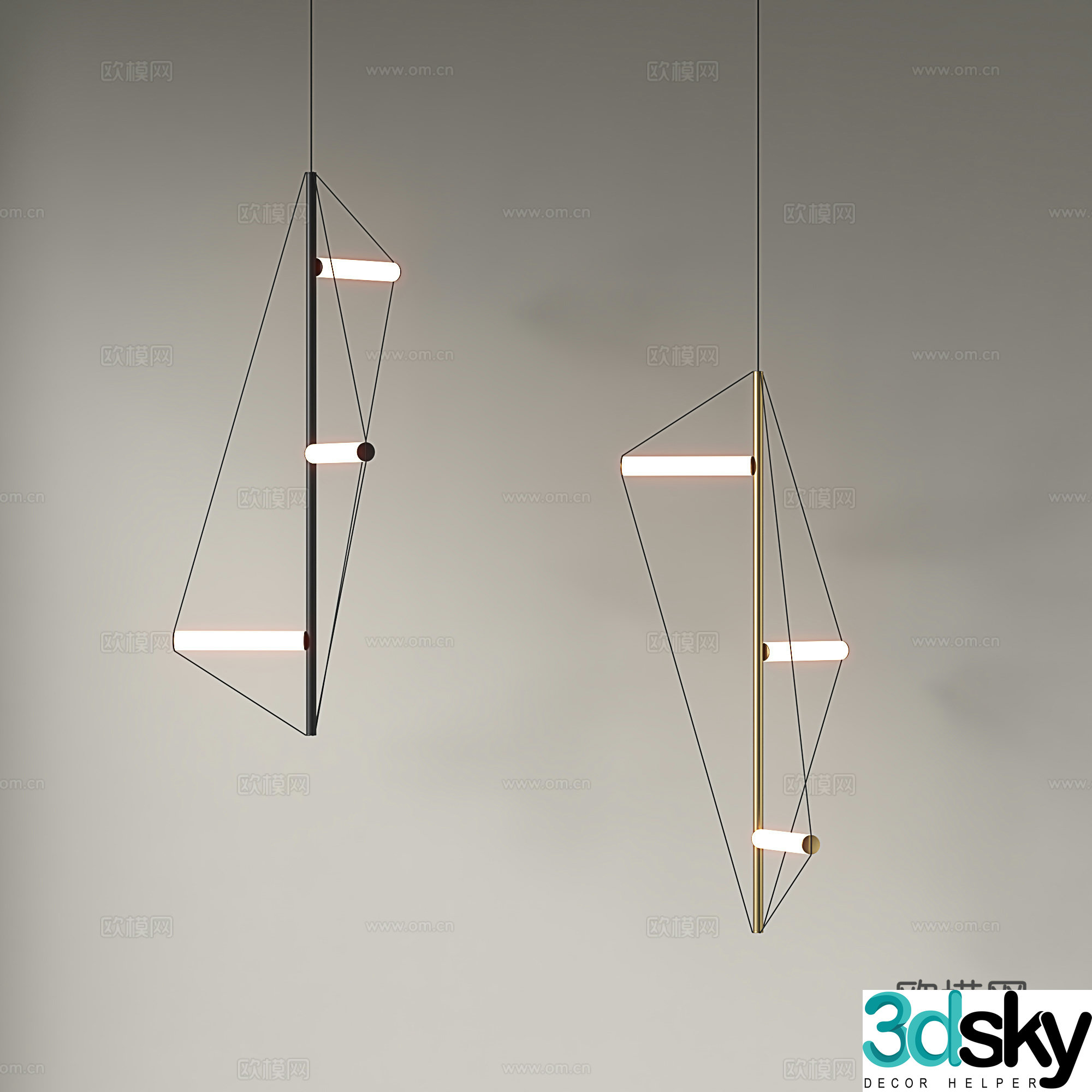 Modern chandelier stairwell chandelier minimalist chandelier 3d model