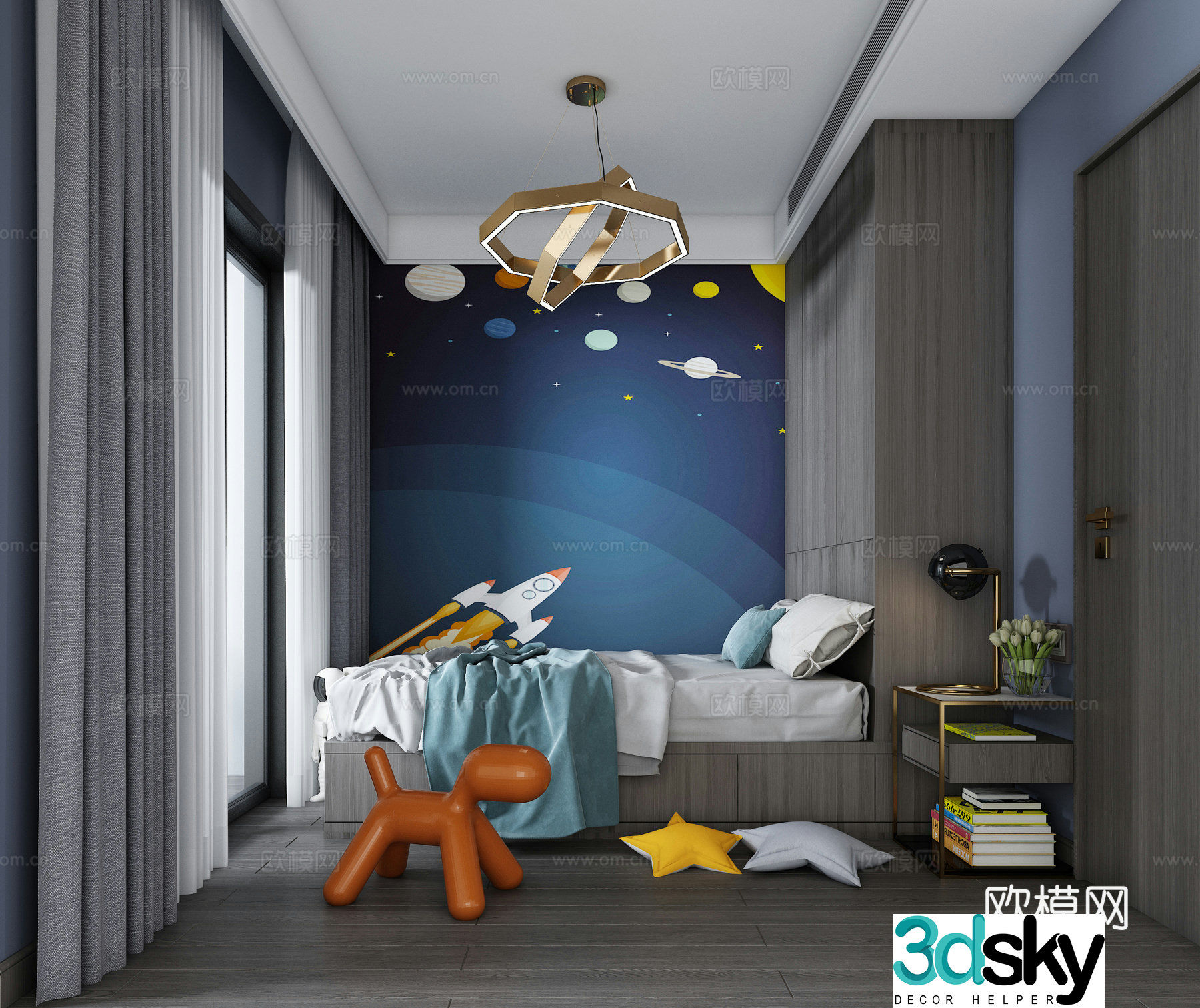 Modern children’s room boy’s room kid’s room 3d model
