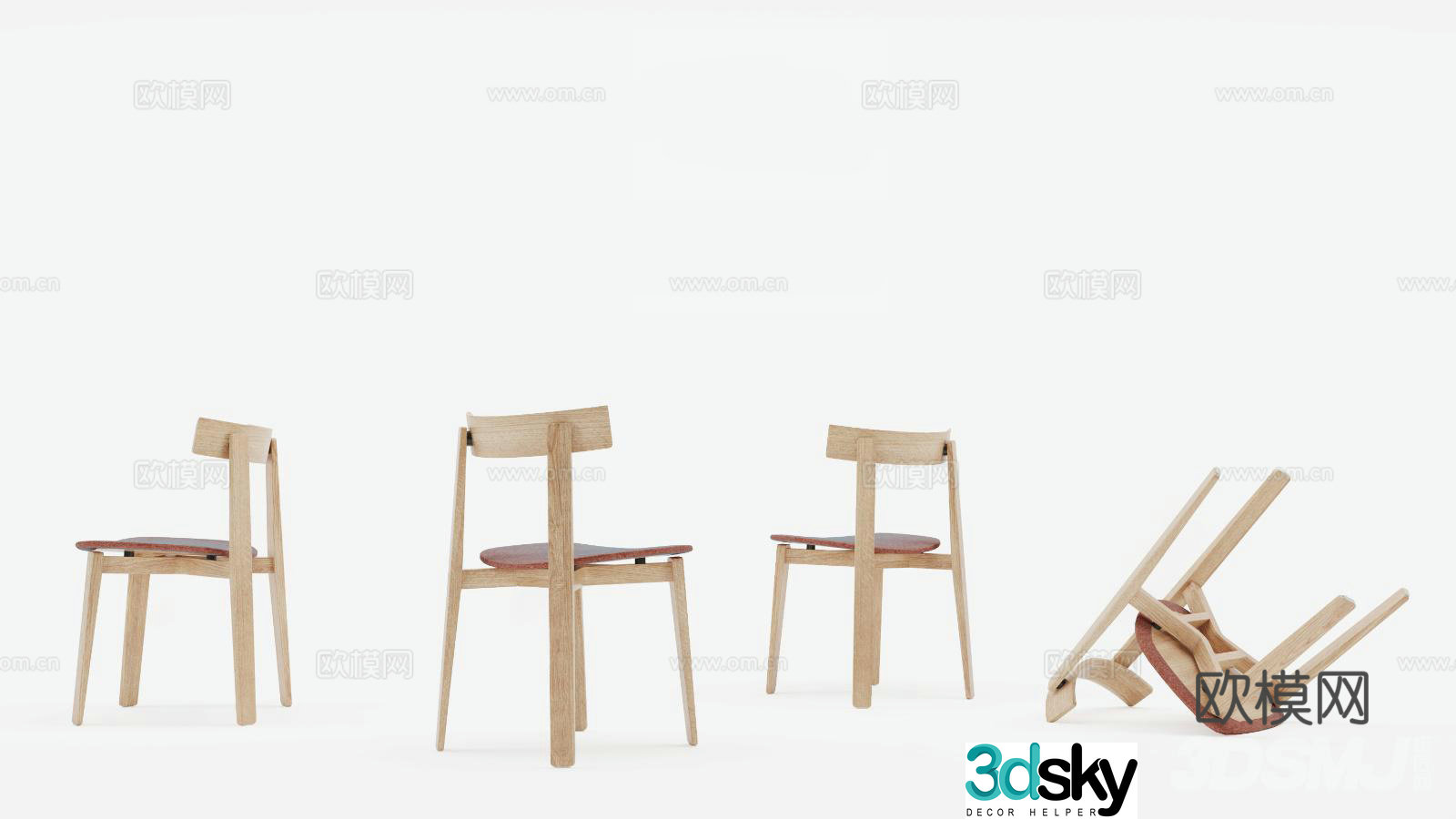 Single chair dining chair 3d model