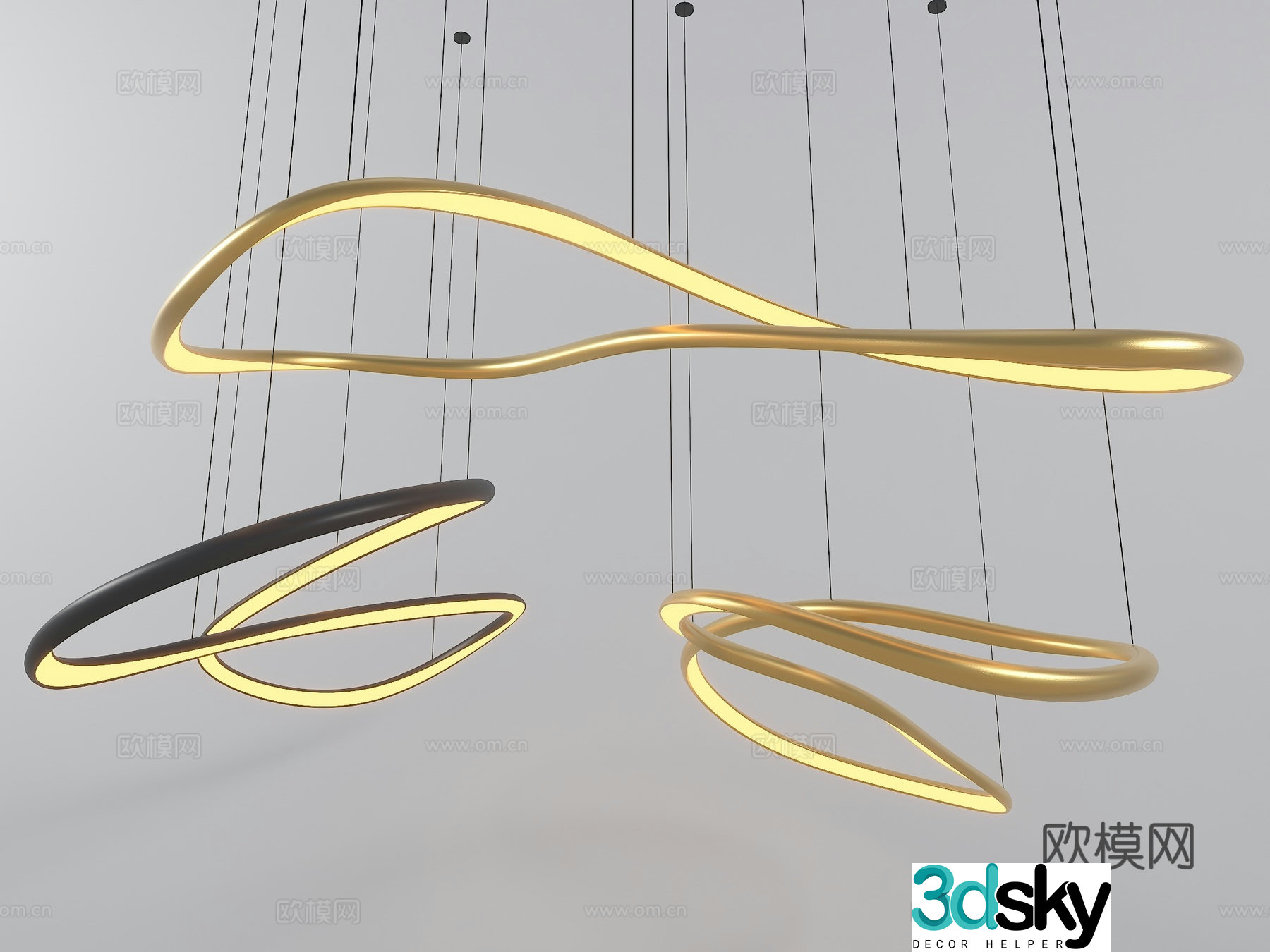 Light luxury special-shaped chandelier streamlined chandelier 3D model