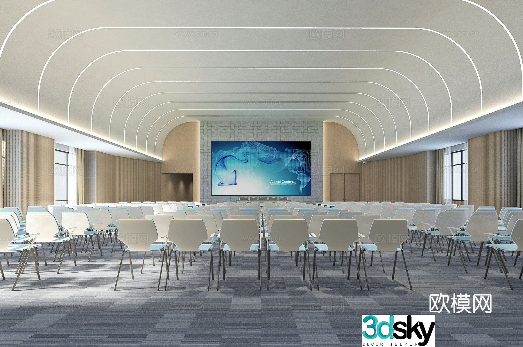 Modern conference hall large lecture hall 3d model