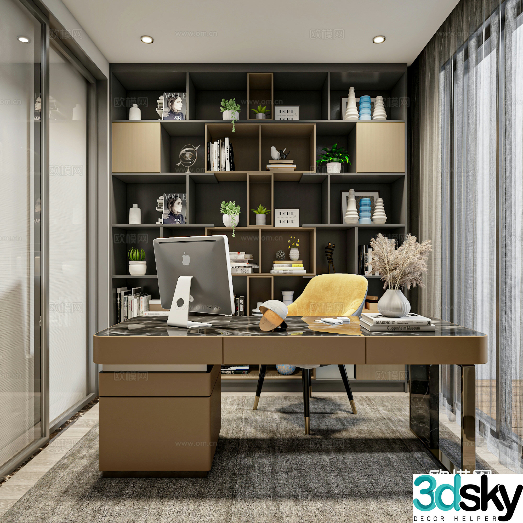 Modern study room 3d model