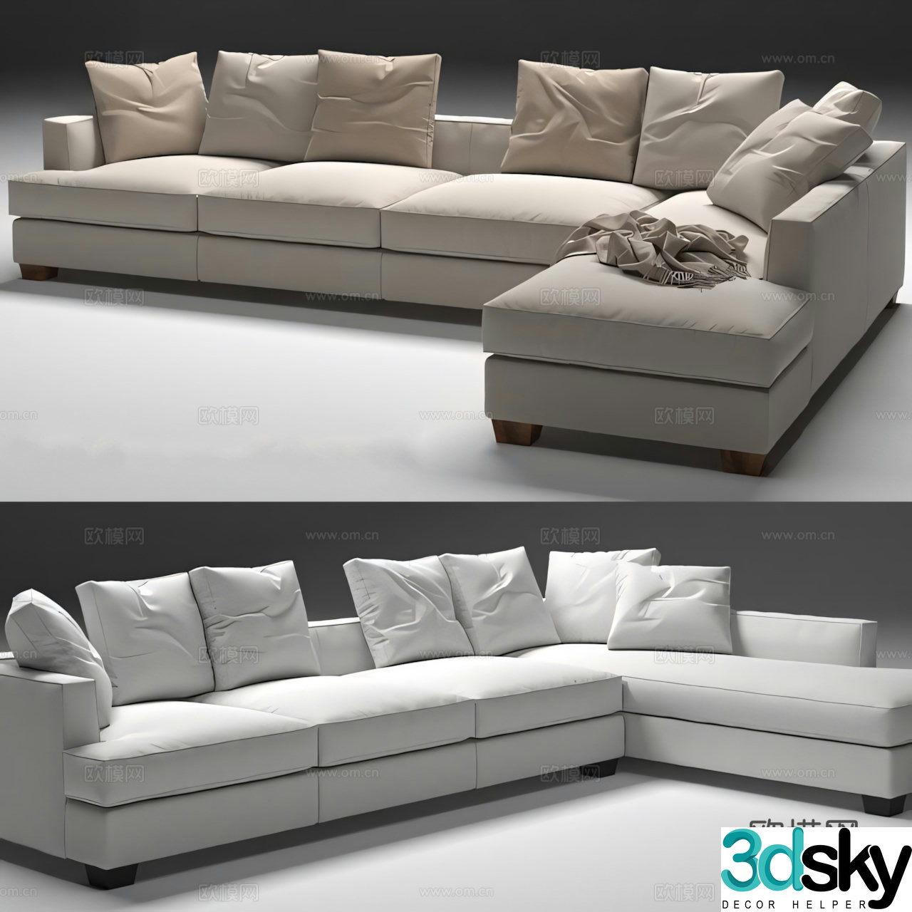 Multi-person sofa corner sofa 3d model