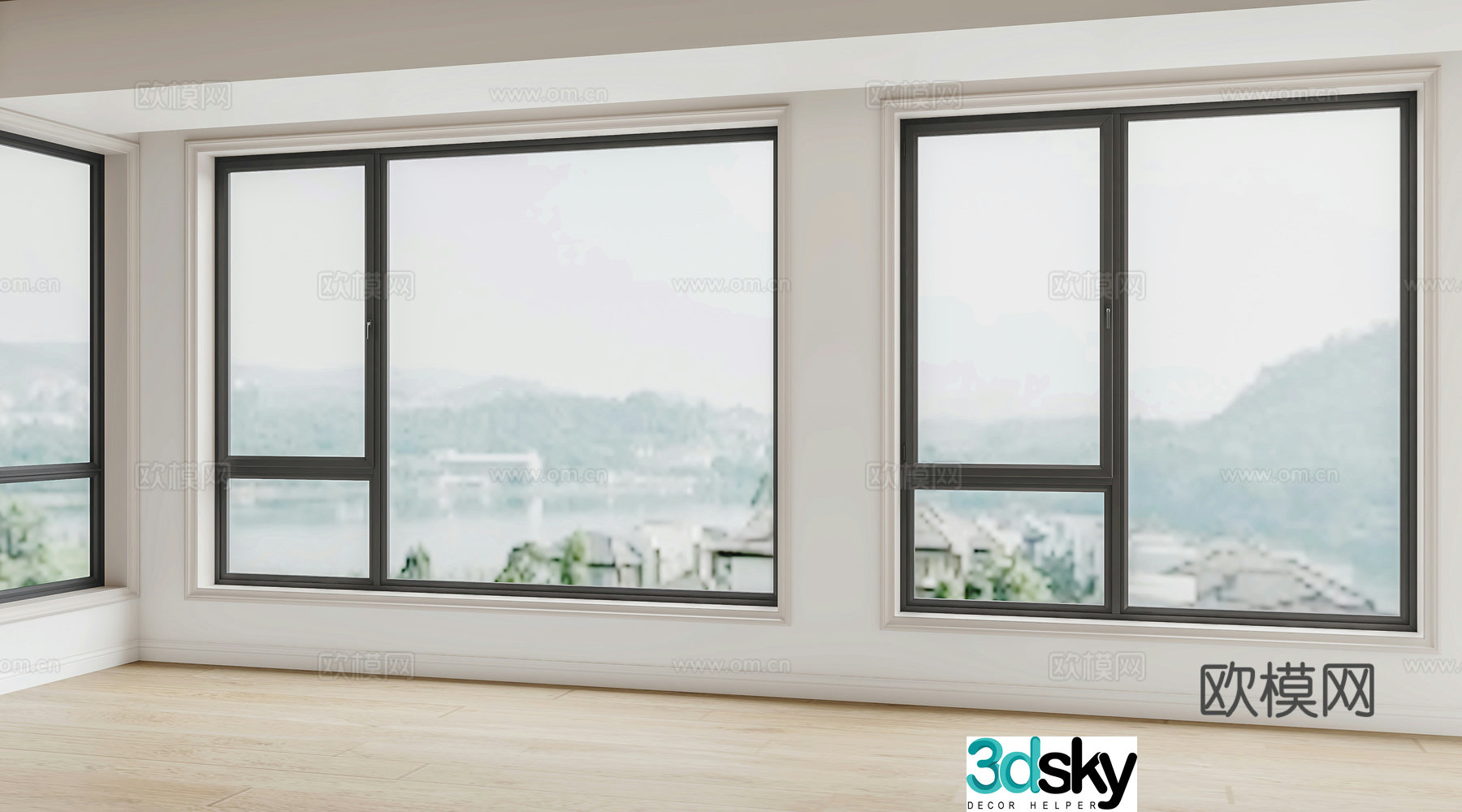 modern window floor to ceiling window 3d model