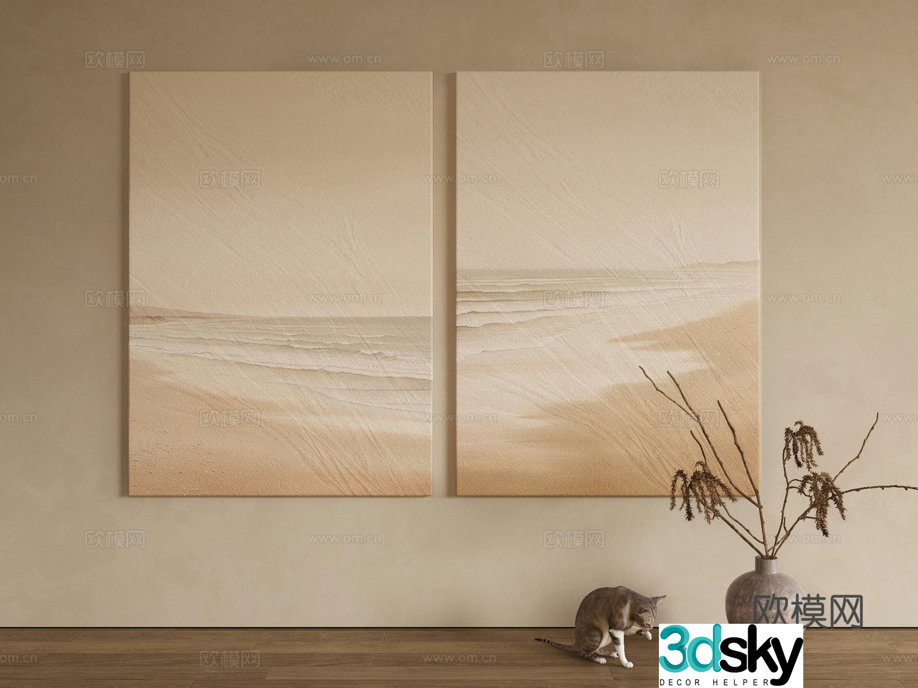 Modern texture painting decorative painting 3d model