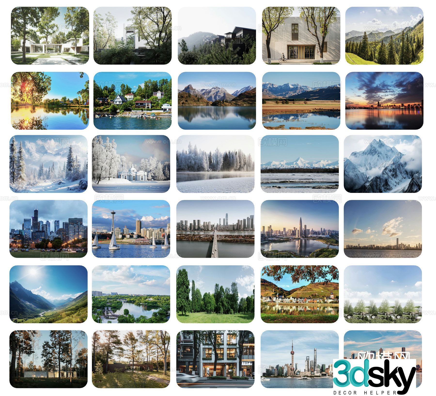 Modern outdoor landscape exterior 3d model