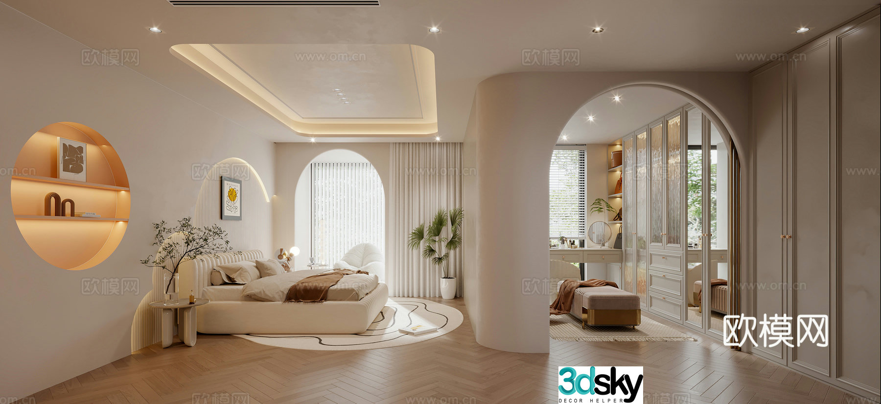 Cream style bedroom master bedroom 3d model