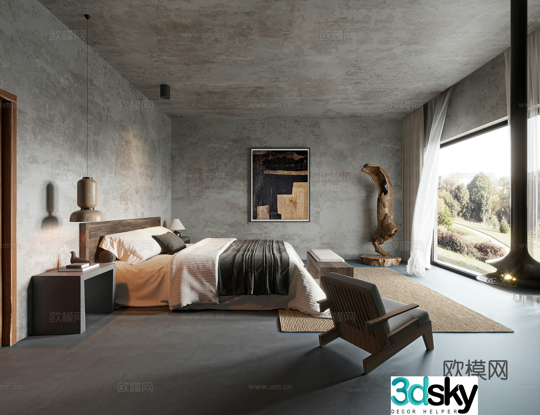 3D model of Wabiji Wind B&B guest room
