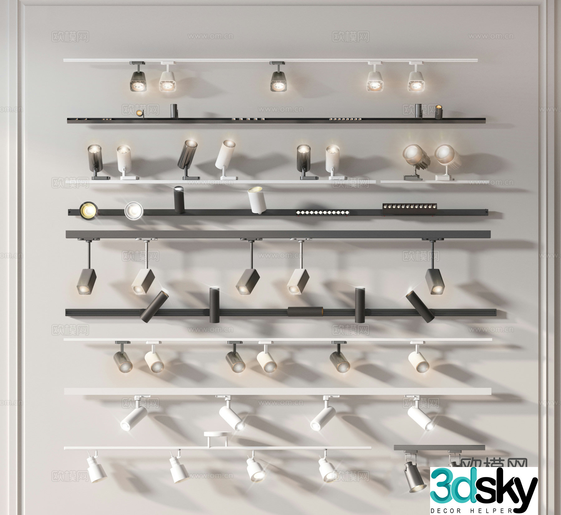 Surface mounted downlight spotlight track light magnetic light 3D model