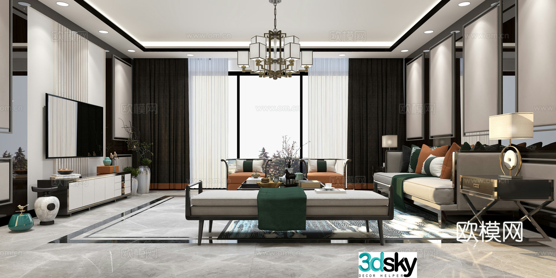 New Chinese style living room 3d model