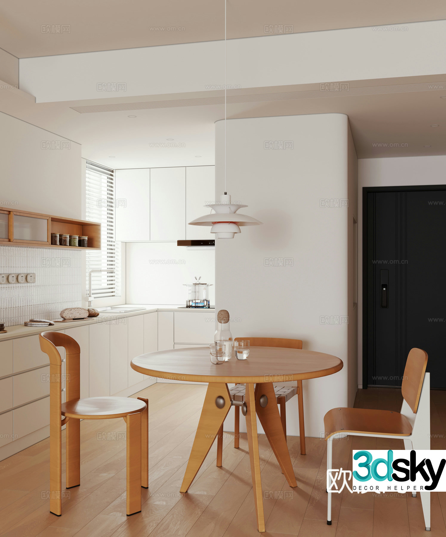 Cream style restaurant 3d model