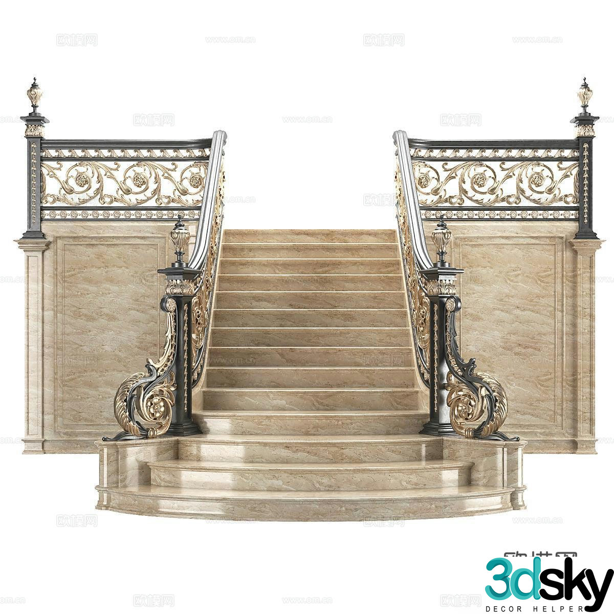 European classical staircase marble staircase 3d model
