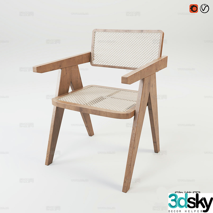 Wabiji rattan chair armchair dining chair single chair 3d model