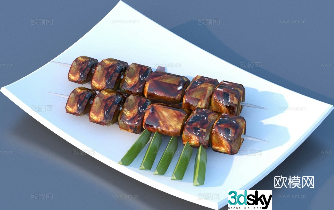 Food baking skewers 3D model