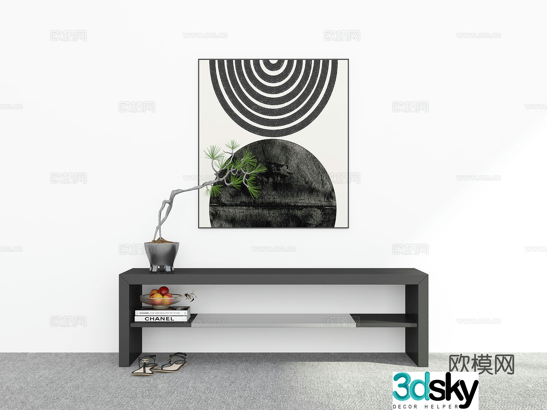 Modern shoe changing bench bench 3d model