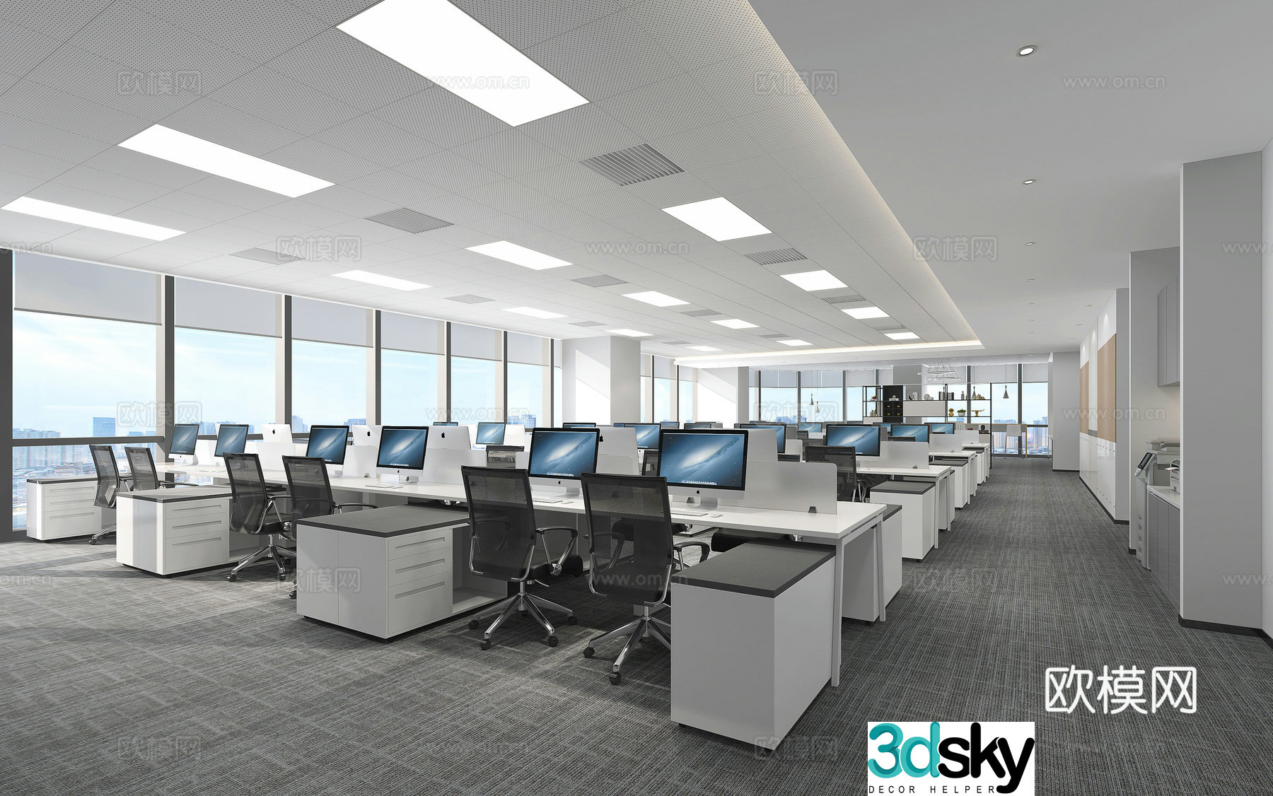 Modern open office area 3d model
