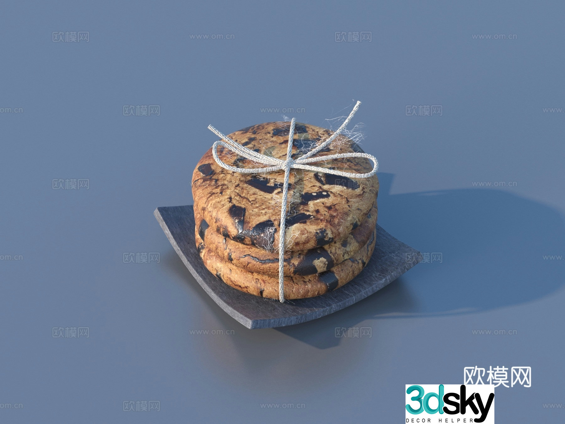 bread dessert cookie flatbread baked cake 3d model
