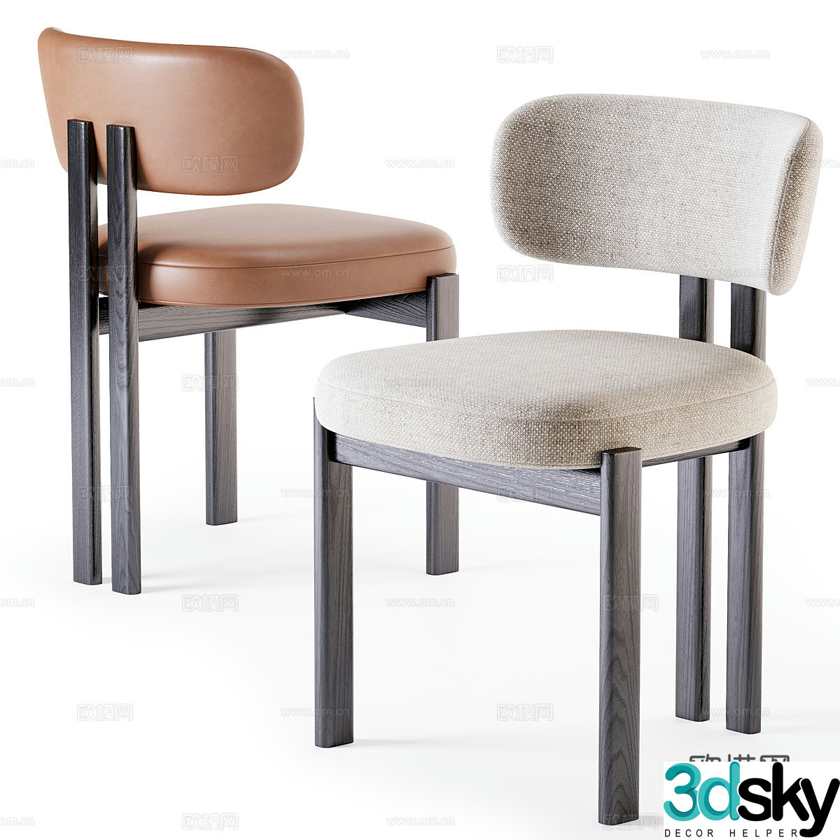 Modern chair dining chair single chair 3d model