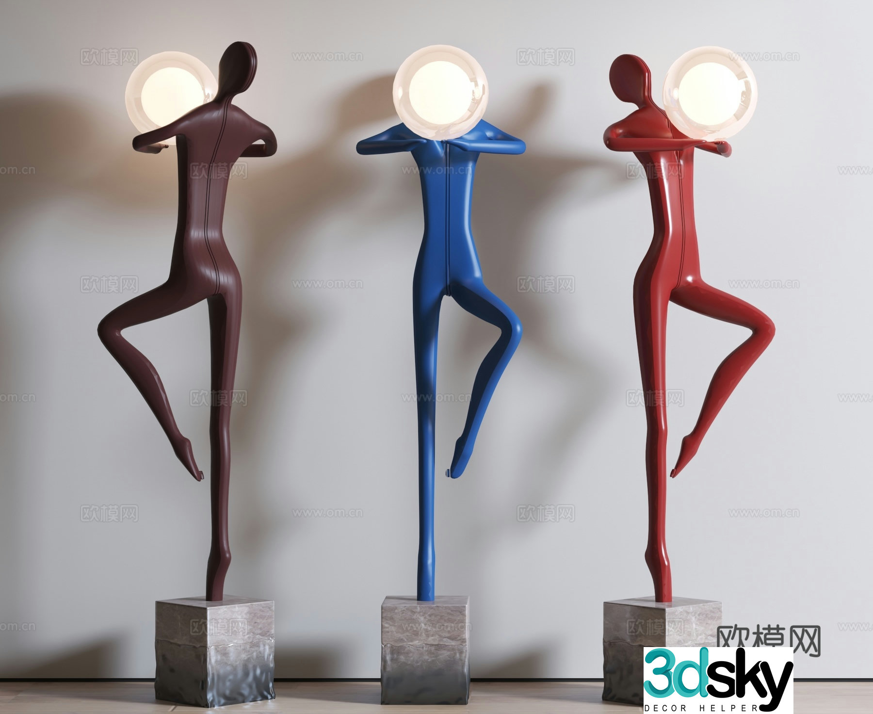 Modern indoor sculpture lamp figure floor lamp 3d model