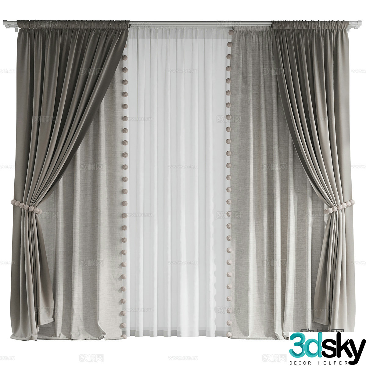 Modern children’s curtains fabric curtains 3d model