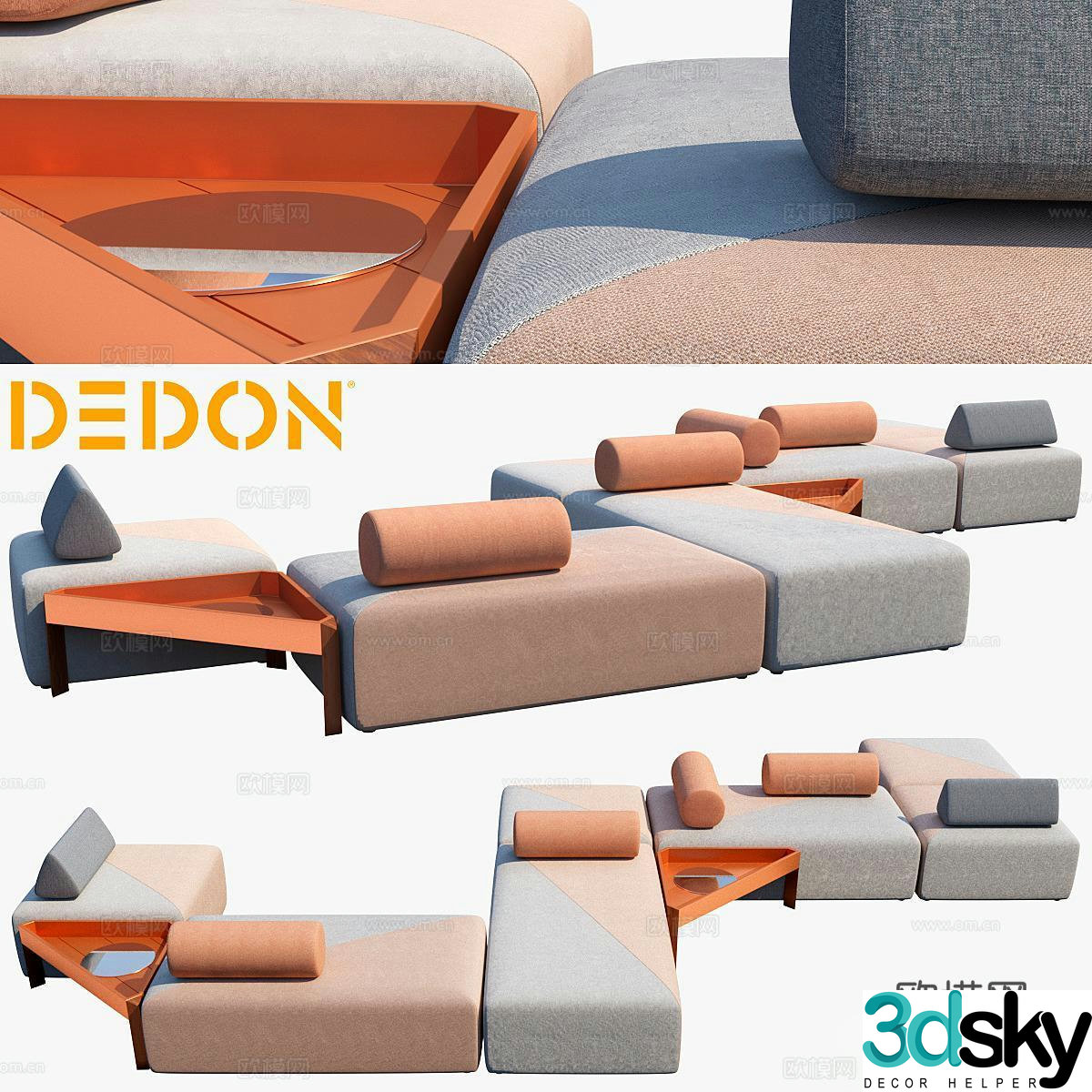 Dedon multi-person sofa modular sofa 3d model