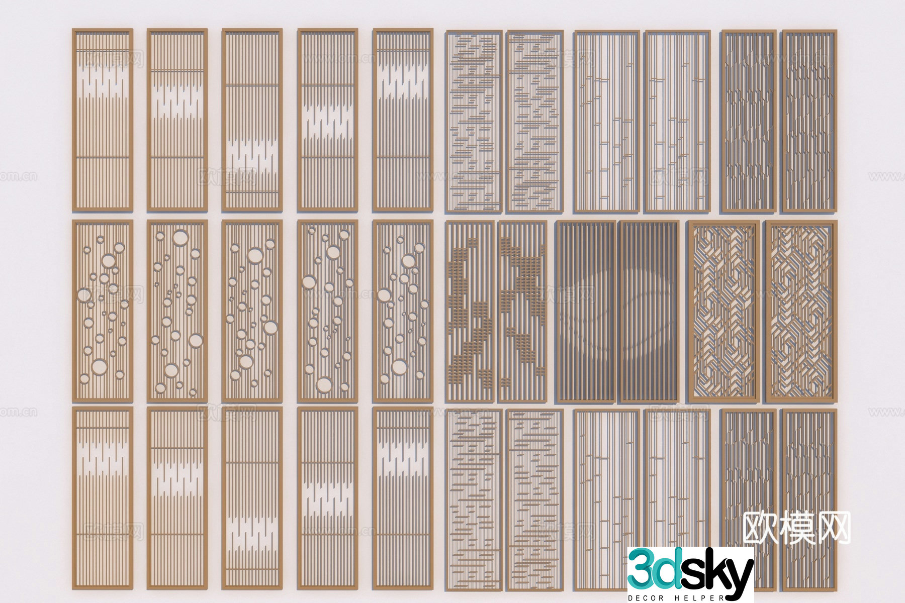 New Chinese style partition 3D model