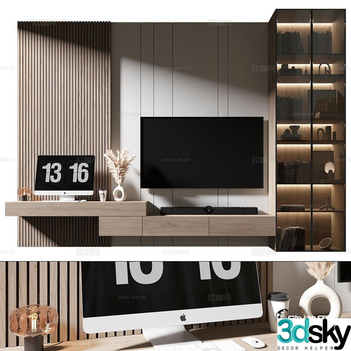 Modern TV background wall 3d model