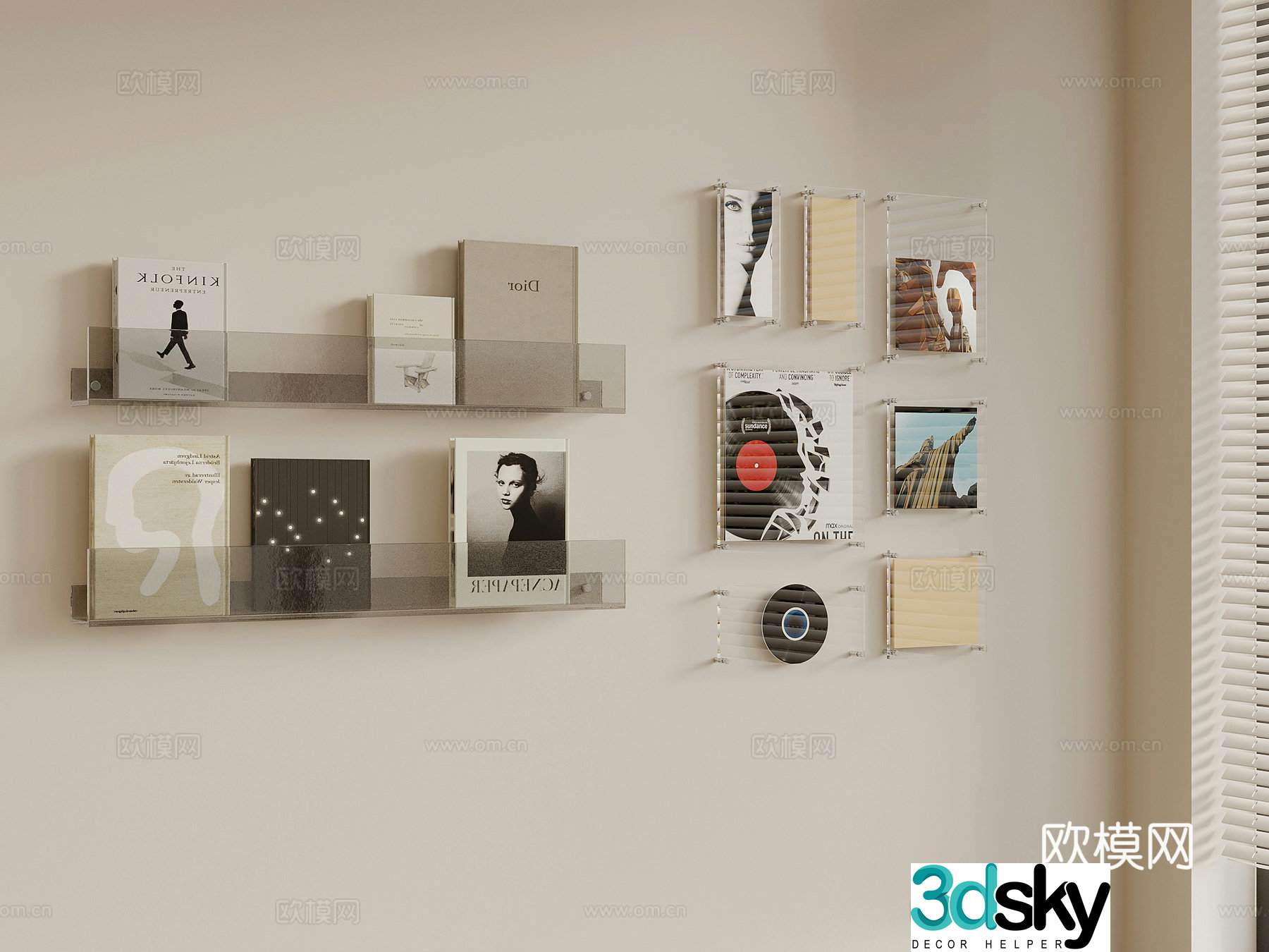 Modern bookshelf magazine rack 3d model