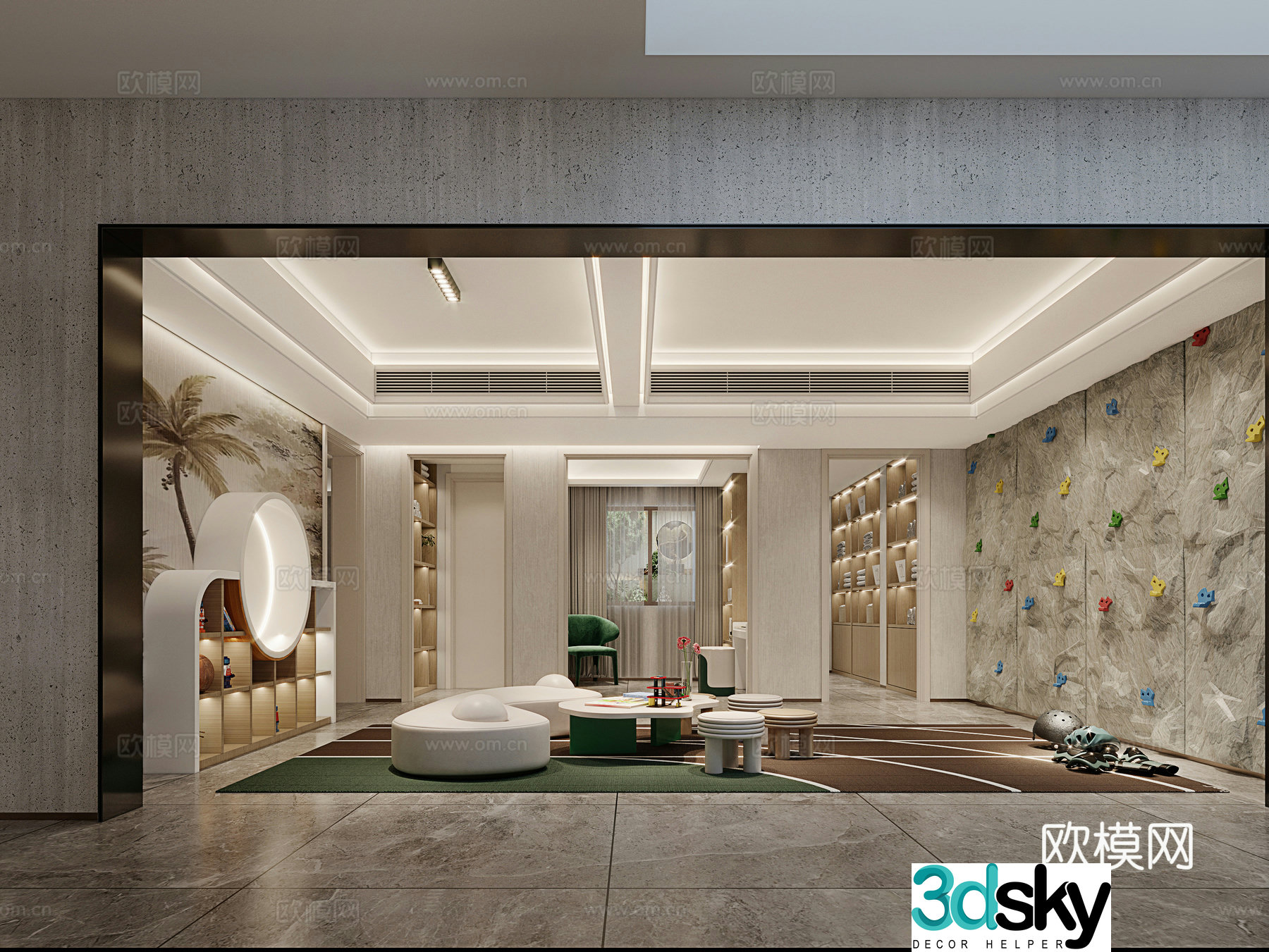 Modern underground living room 3D model