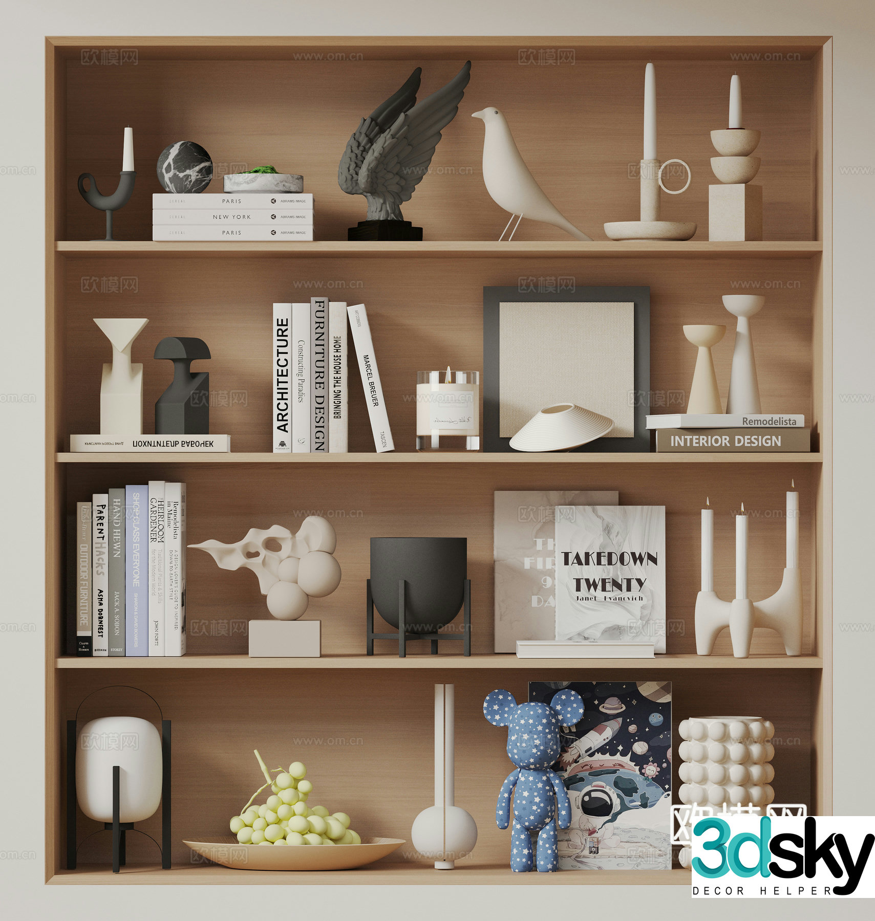 Modern jewelry books vases ceramic 3D models
