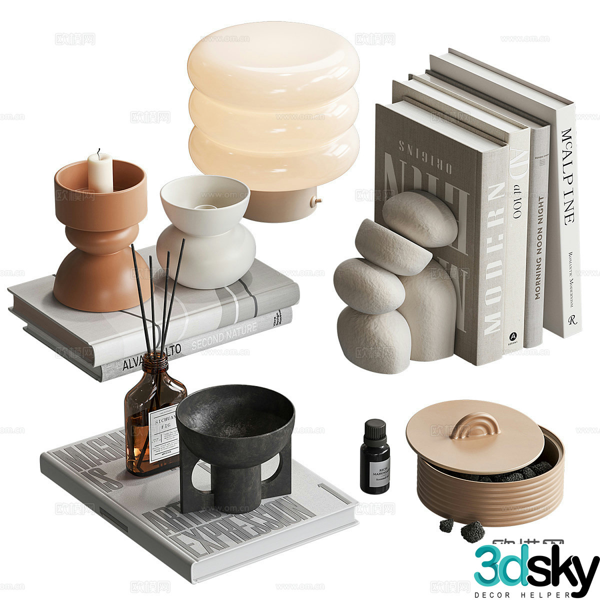 Modern jewelry books desk lamp 3d model