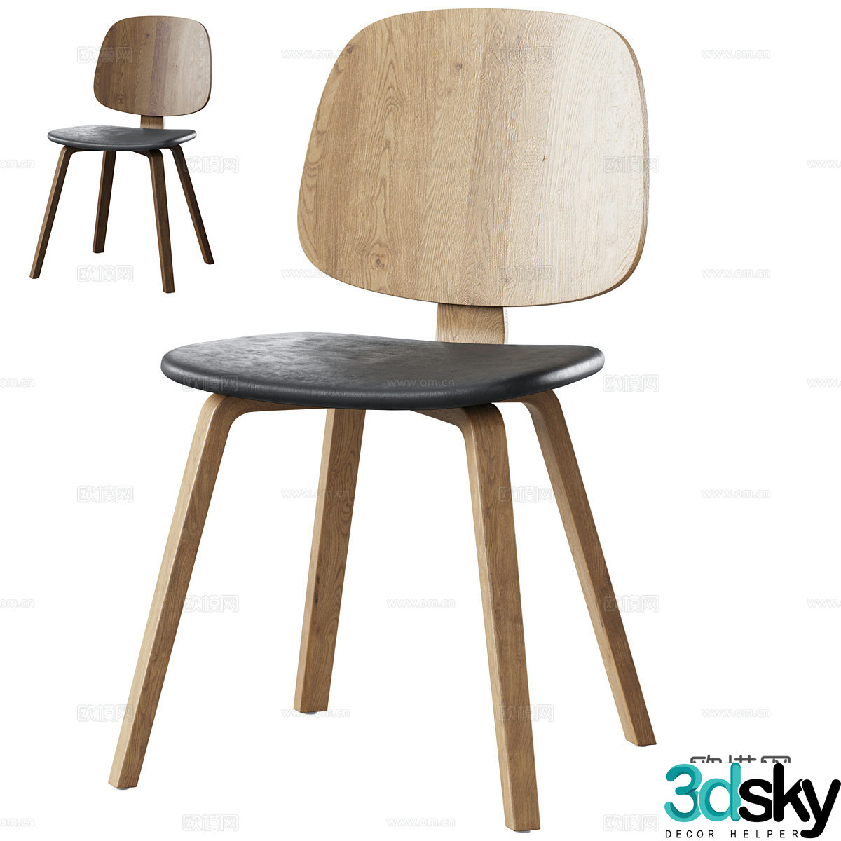 Nordic dining chair single chair single chair 3d model