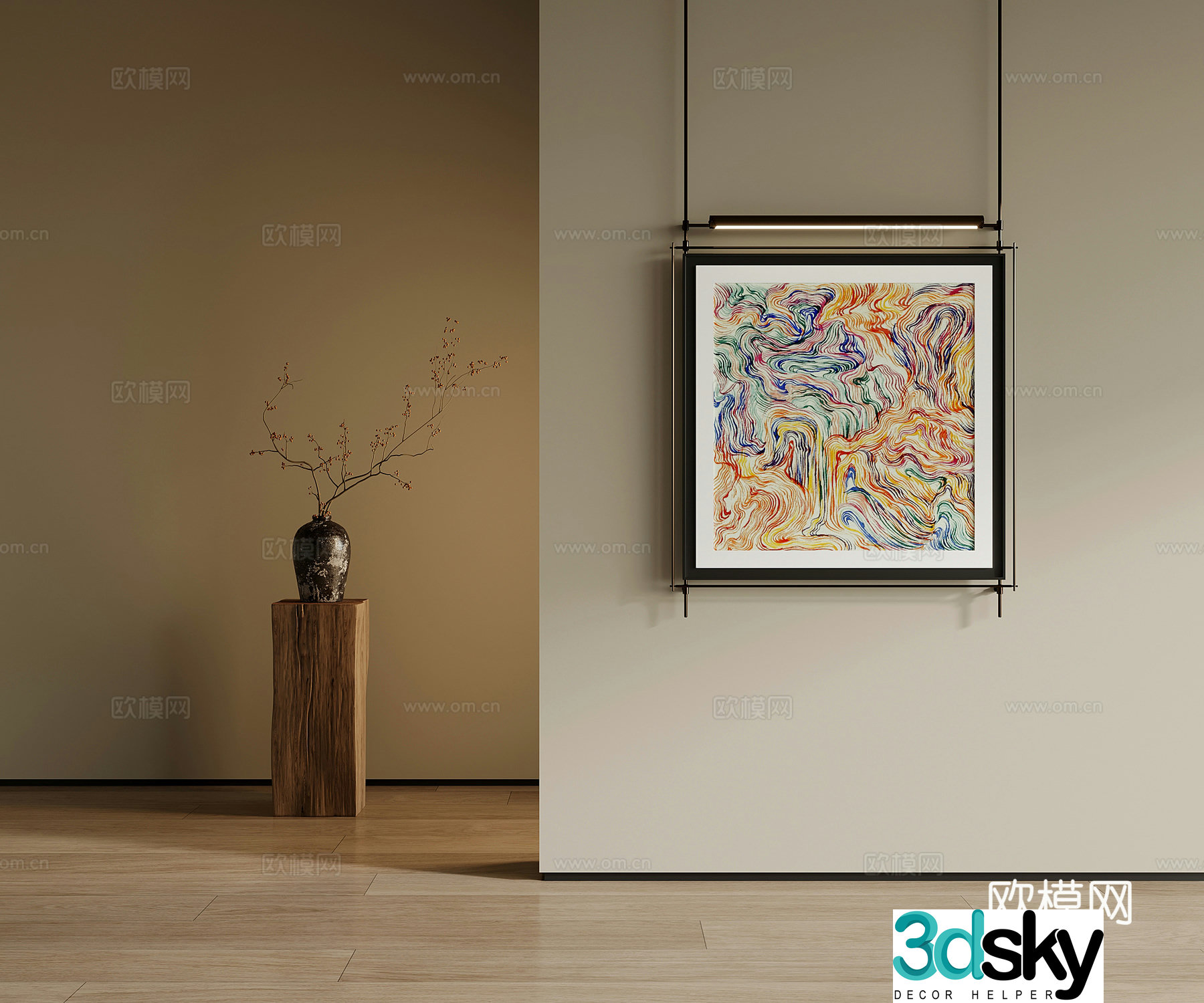 Medieval style hanging painting decorative painting 3d model