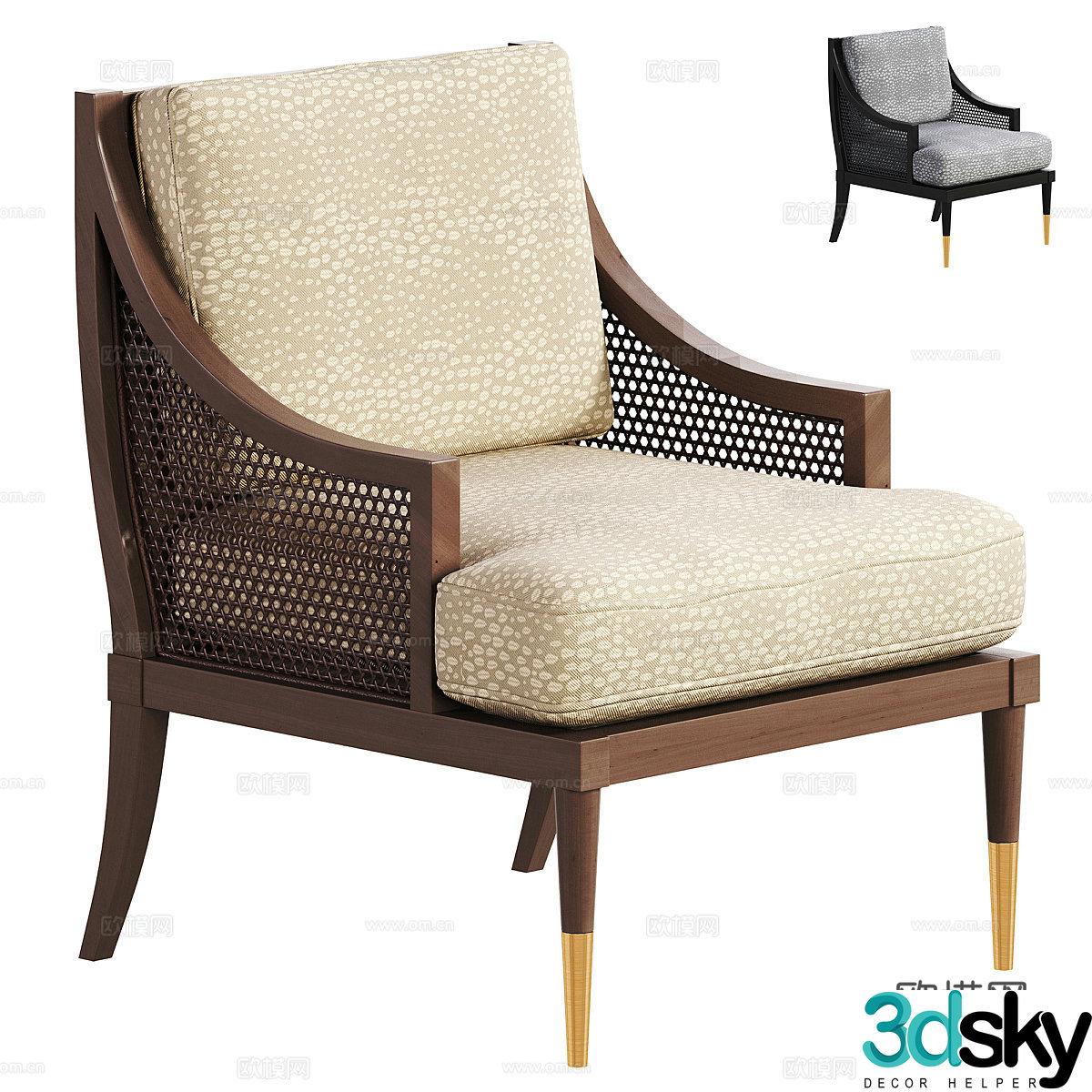 New Chinese style chair leisure chair 3d model