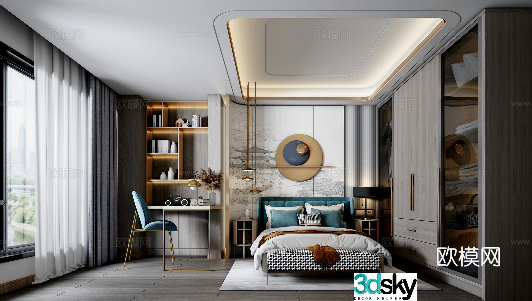 New Chinese style bedroom master bedroom 3d model