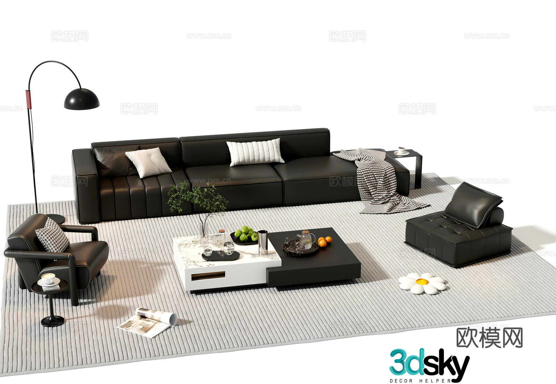 Italian sofa coffee table modular sofa 3d model