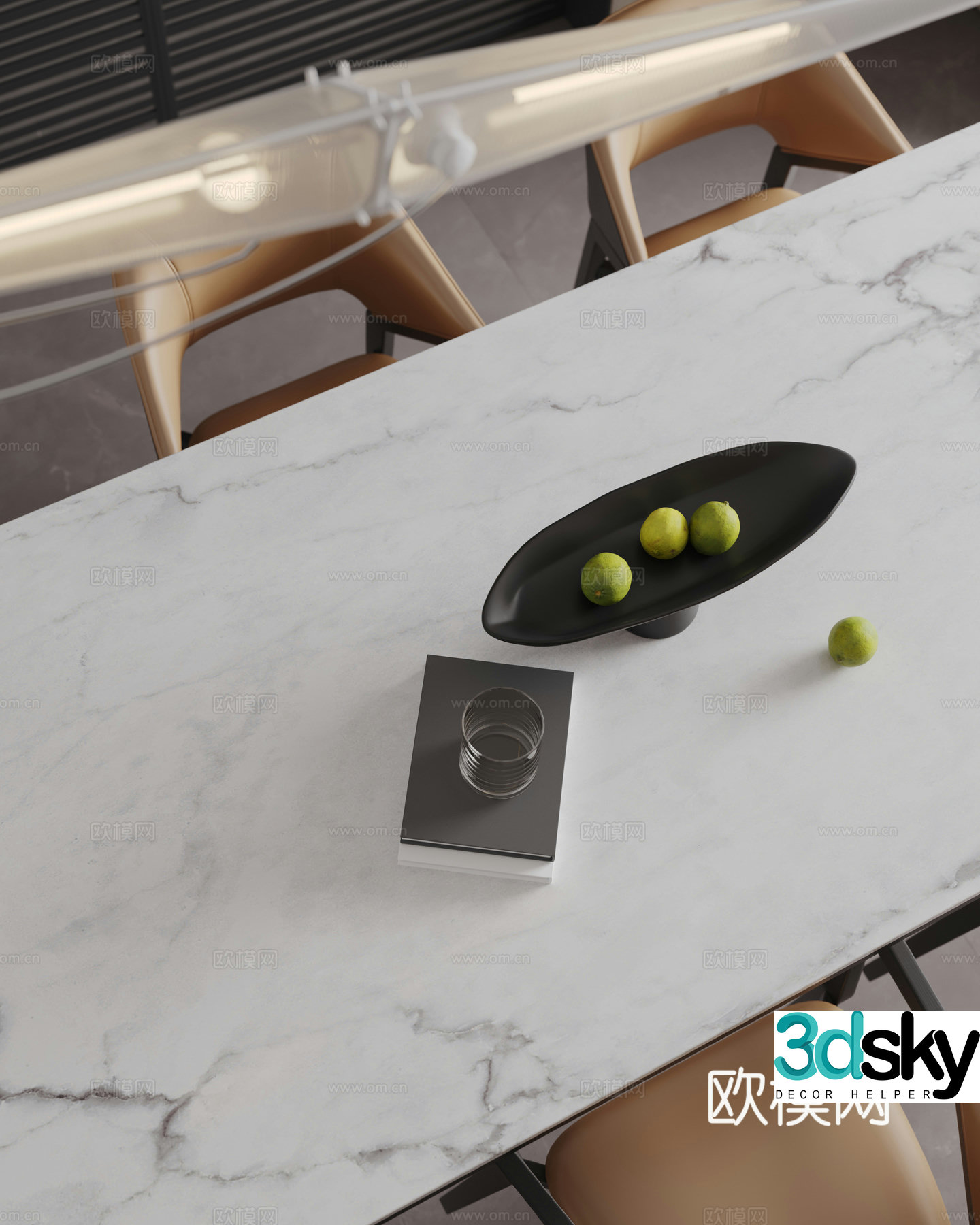 Modern dining table and chairs 3d model