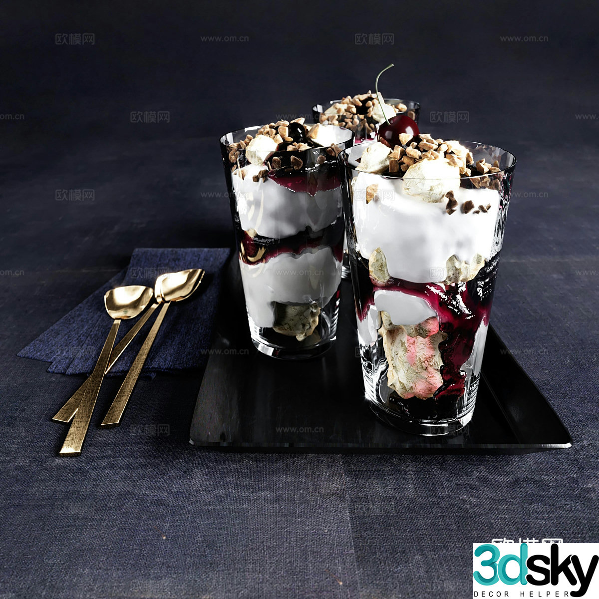 gourmet dessert ice cream 3d model