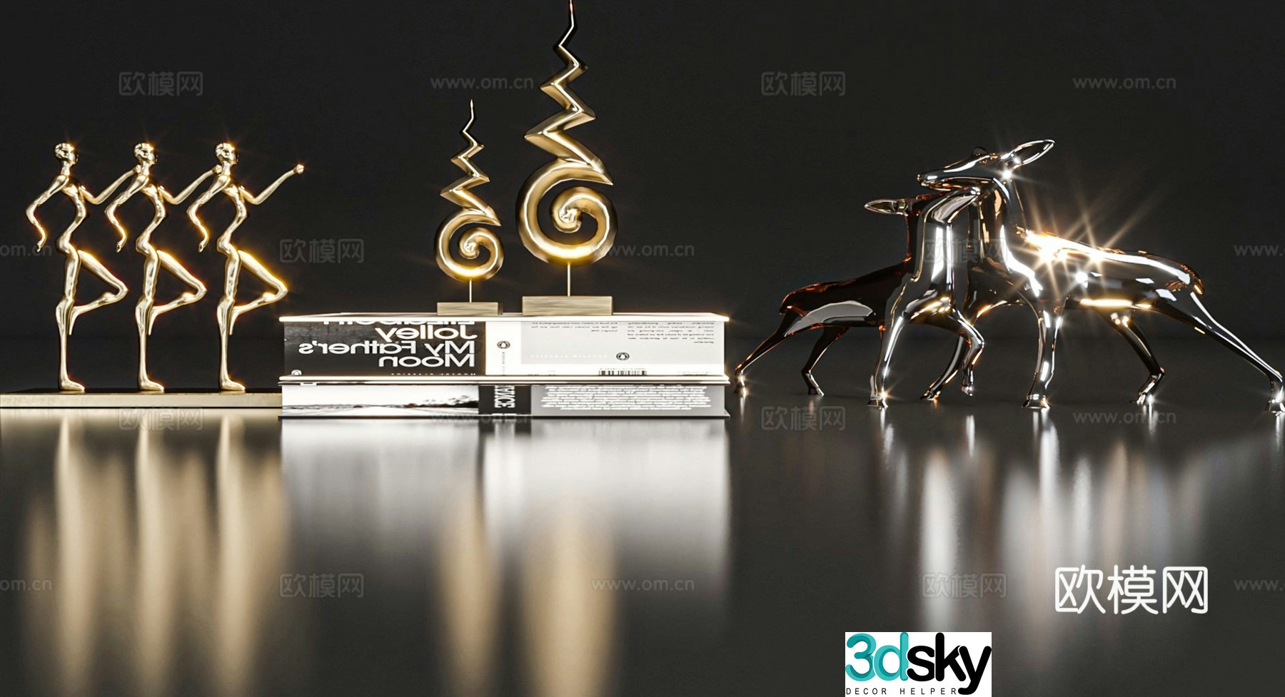 Decoration ornaments books crafts 3d model
