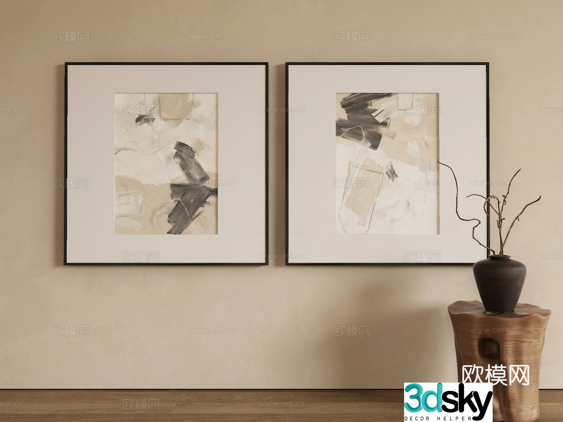 Modern texture painting decorative painting 3d model