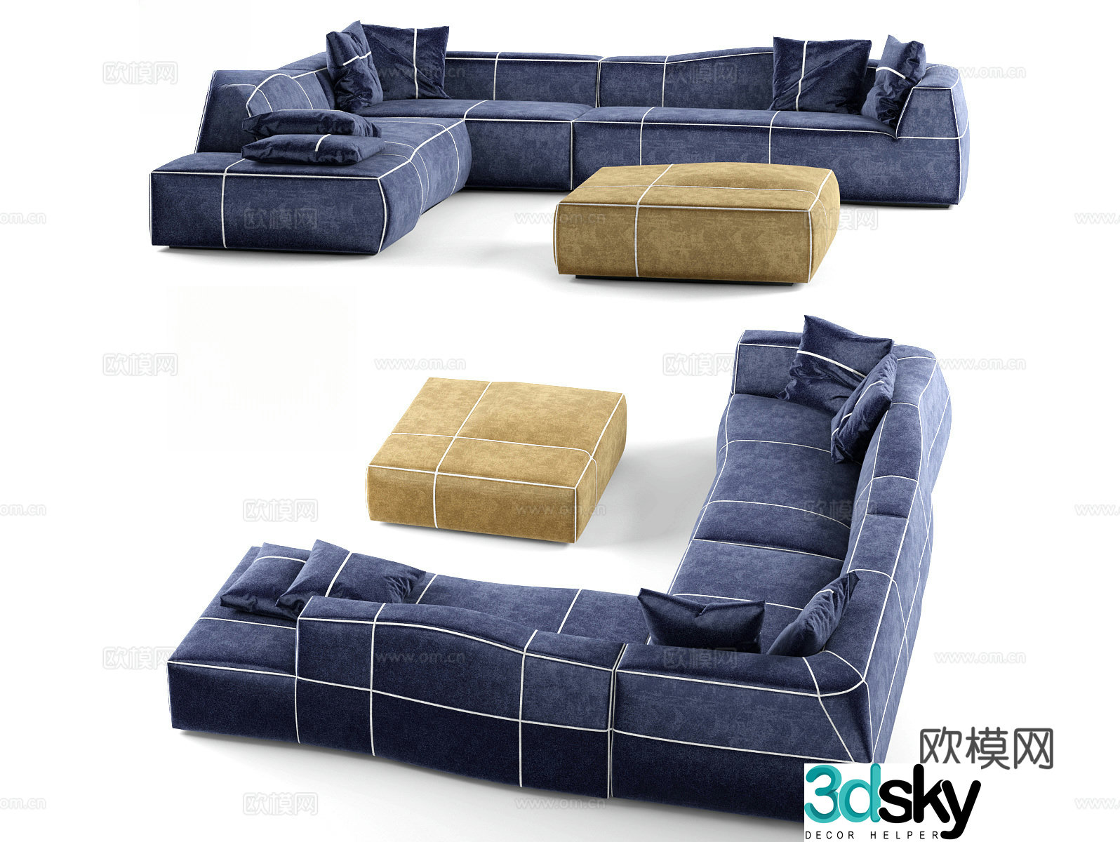 Corner sofa multi-person sofa 3d model