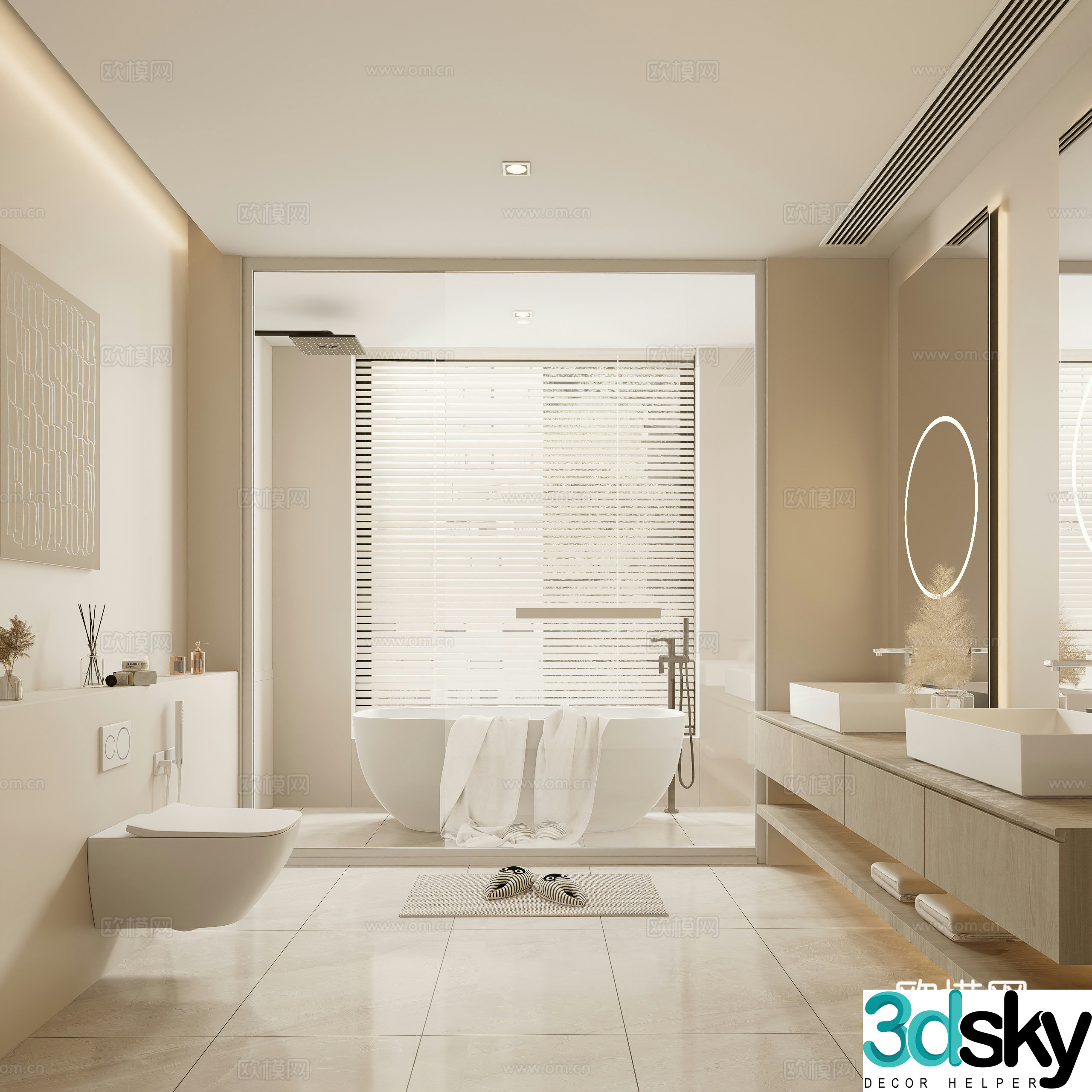 Cream style bathroom bathroom 3d model